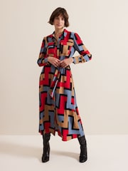 Phase Eight Black Amita Geo Shirt Dress - Image 5 of 11