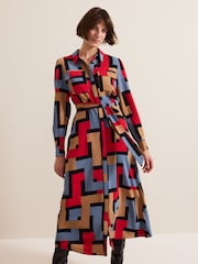 Phase Eight Black Amita Geo Shirt Dress - Image 7 of 11
