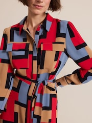 Phase Eight Black Amita Geo Shirt Dress - Image 8 of 11