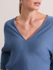 Phase Eight Blue Gina V-Neck Batwing Jumper - Image 5 of 7