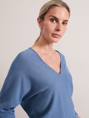 Phase Eight Blue Gina V-Neck Batwing Jumper - Image 6 of 7