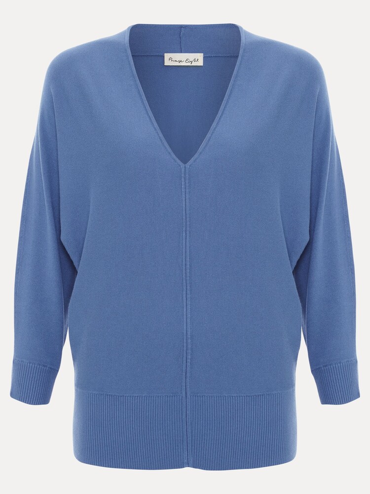 Phase Eight Blue Gina V-Neck Batwing Jumper - Image 7 of 7