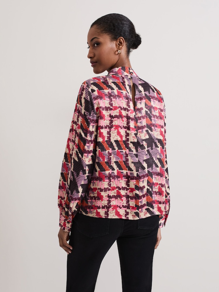 Phase Eight Black Lyla Satin Printed Blouse - Image 2 of 7