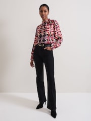 Phase Eight Black Lyla Satin Printed Blouse - Image 3 of 7