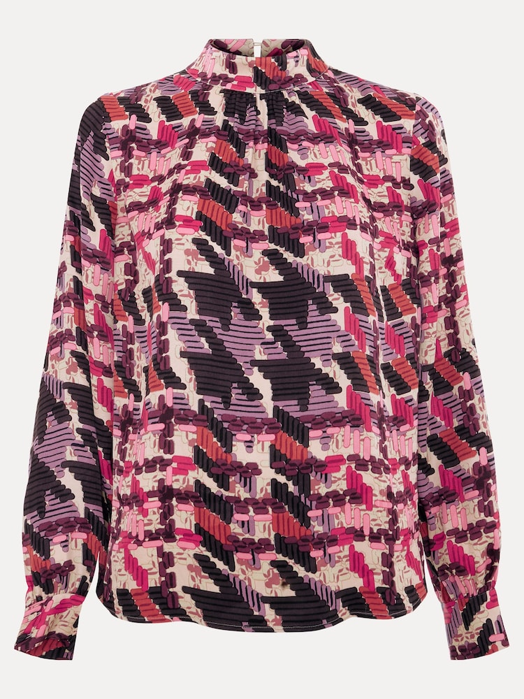 Phase Eight Black Lyla Satin Printed Blouse - Image 7 of 7
