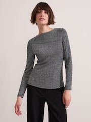 Phase Eight Silver Clarissa Shimmer Rib Top - Image 1 of 7