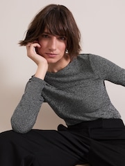 Phase Eight Silver Clarissa Shimmer Rib Top - Image 4 of 7