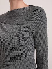 Phase Eight Silver Clarissa Shimmer Rib Top - Image 5 of 7