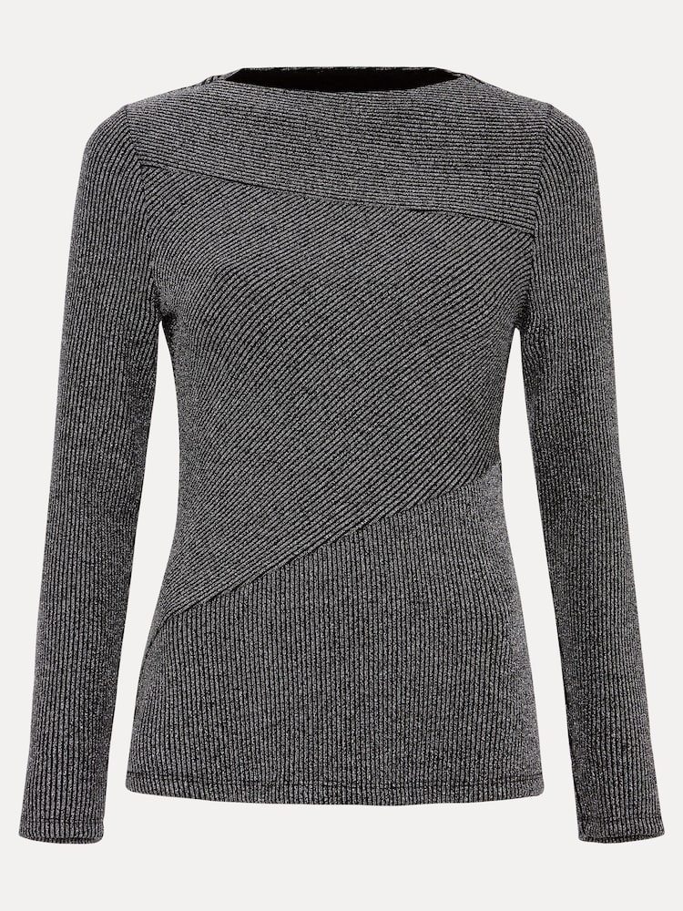 Phase Eight Silver Clarissa Shimmer Rib Top - Image 7 of 7