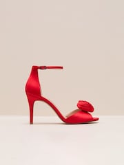 Phase Eight Red Satin Corsage Flower Sandals - Image 1 of 6