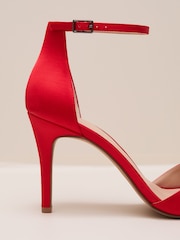 Phase Eight Red Satin Corsage Flower Sandals - Image 3 of 6
