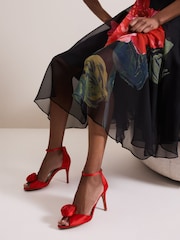 Phase Eight Red Satin Corsage Flower Sandals - Image 5 of 6