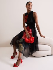 Phase Eight Red Satin Corsage Flower Sandals - Image 6 of 6
