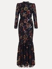 Phase Eight Black Lelo Sequin Long Sleeved Maxi Dress - Image 5 of 5