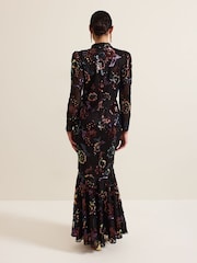 Phase Eight Black Lelo Sequin Long Sleeved Maxi Dress - Image 8 of 9