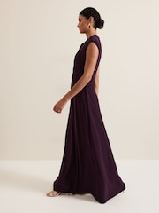Phase Eight Red Tolly Burgundy Jersey Maxi Dress - Image 3 of 4