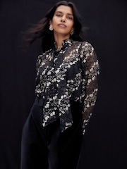 Phase Eight Black Morilla Lace Top Jumpsuit - Image 1 of 10