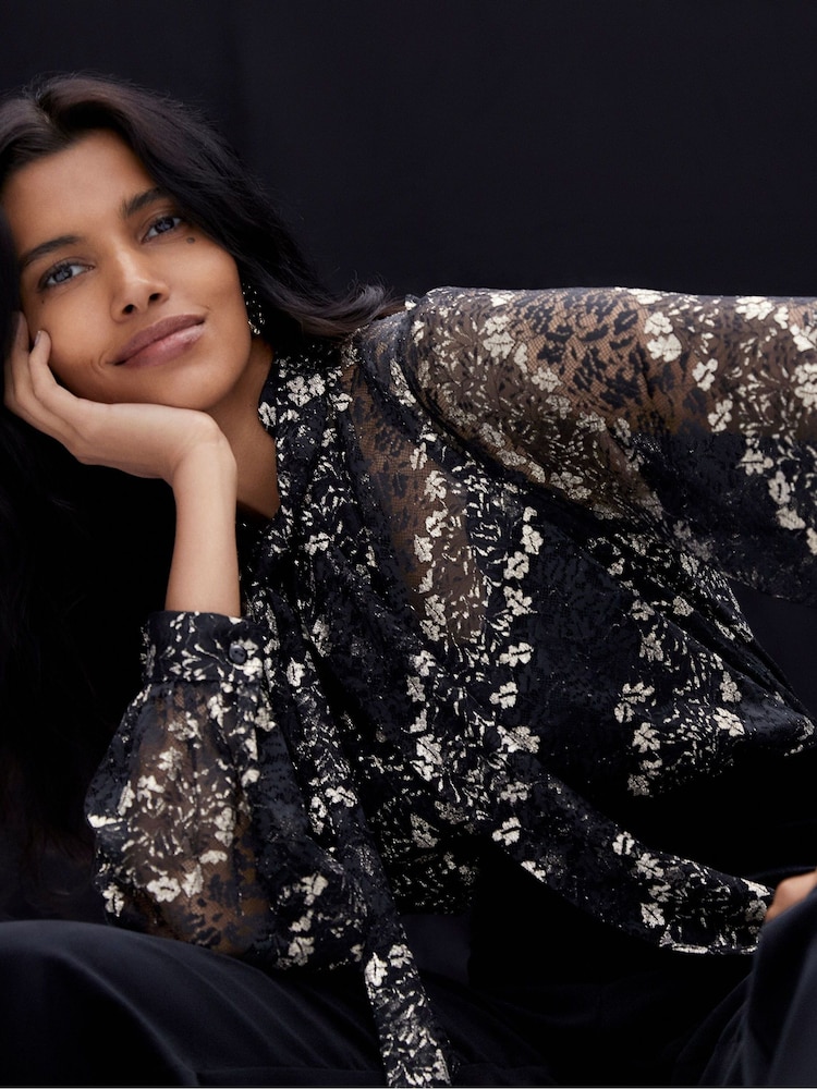 Phase Eight Black Morilla Lace Top Jumpsuit - Image 2 of 10
