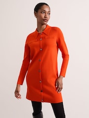 Phase Eight Orange Azealia Fine Knit Collared Tunic Dress - Image 1 of 7