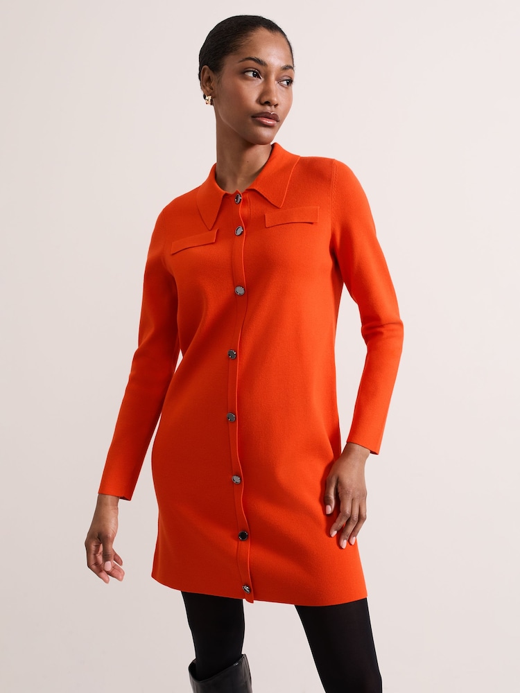 Phase Eight Orange Azealia Fine Knit Collared Tunic Dress - Image 1 of 7