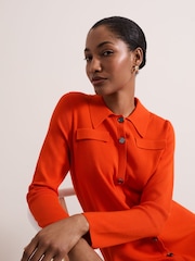 Phase Eight Orange Azealia Fine Knit Collared Tunic Dress - Image 5 of 7