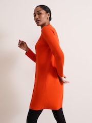 Phase Eight Orange Azealia Fine Knit Collared Tunic Dress - Image 6 of 7