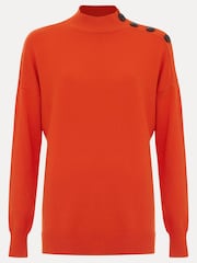 Phase Eight Orange Holly Button Neck Jumper - Image 3 of 3