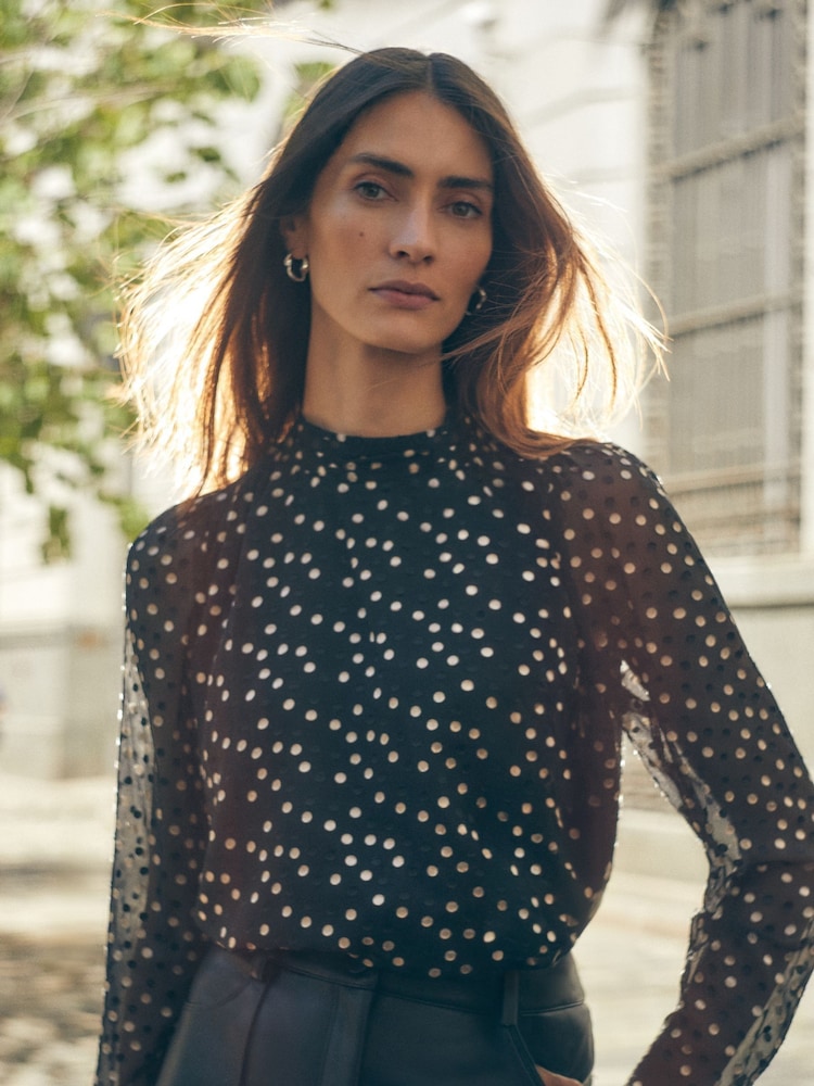 Phase Eight Black Jacey Metallic Blouse - Image 1 of 8