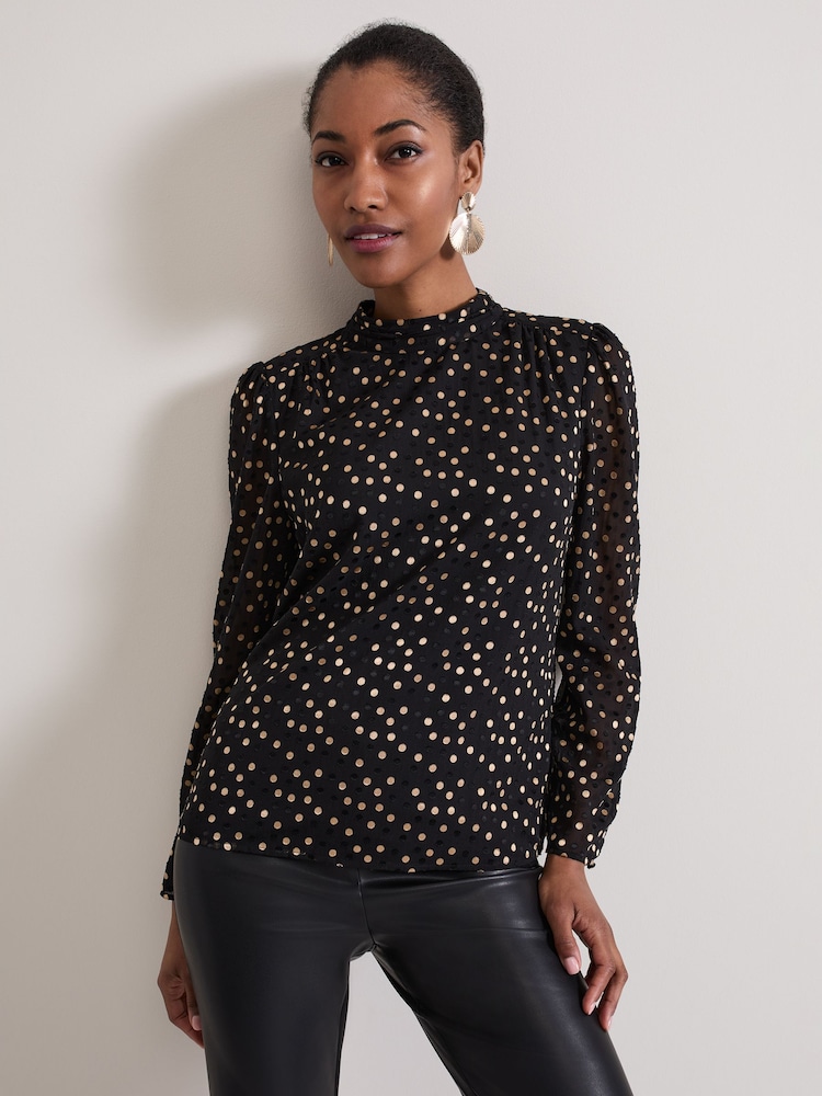 Phase Eight Black Jacey Metallic Blouse - Image 2 of 8
