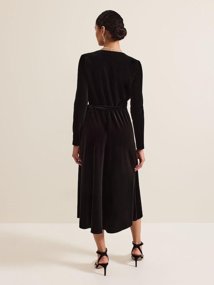 Phase Eight Black Julia Black Velvet Wrap Dress - Image 2 of 6