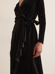 Phase Eight Black Julia Black Velvet Wrap Dress - Image 4 of 6