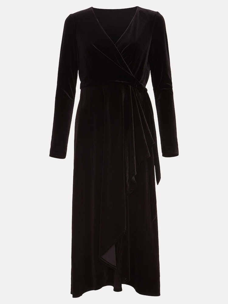 Phase Eight Black Julia Black Velvet Wrap Dress - Image 6 of 6