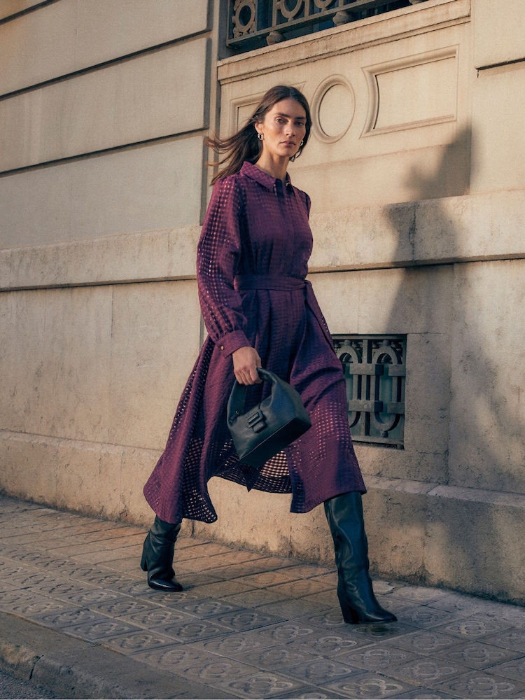 Phase Eight Burgundy Red Natalie Shirt Dress - Image 2 of 11