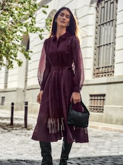 Phase Eight Burgundy Red Natalie Shirt Dress - Image 4 of 11