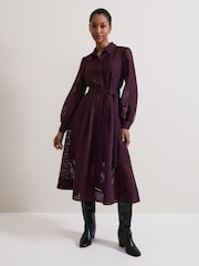 Phase Eight Burgundy Red Natalie Shirt Dress - Image 5 of 11