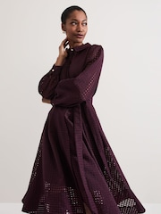 Phase Eight Burgundy Red Natalie Shirt Dress - Image 7 of 11