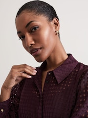 Phase Eight Burgundy Red Natalie Shirt Dress - Image 8 of 11