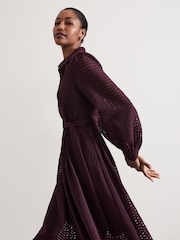 Phase Eight Burgundy Red Natalie Shirt Dress - Image 9 of 11