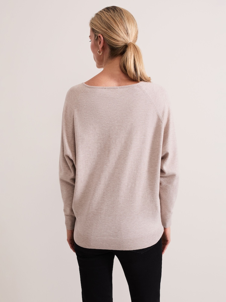 Phase Eight Natural Senita Fine Knit V-Neck Jumper - Image 2 of 7