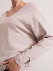 Phase Eight Natural Senita Fine Knit V-Neck Jumper - Image 5 of 7