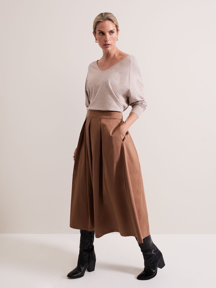 Phase Eight Natural Senita Fine Knit V-Neck Jumper - Image 6 of 7