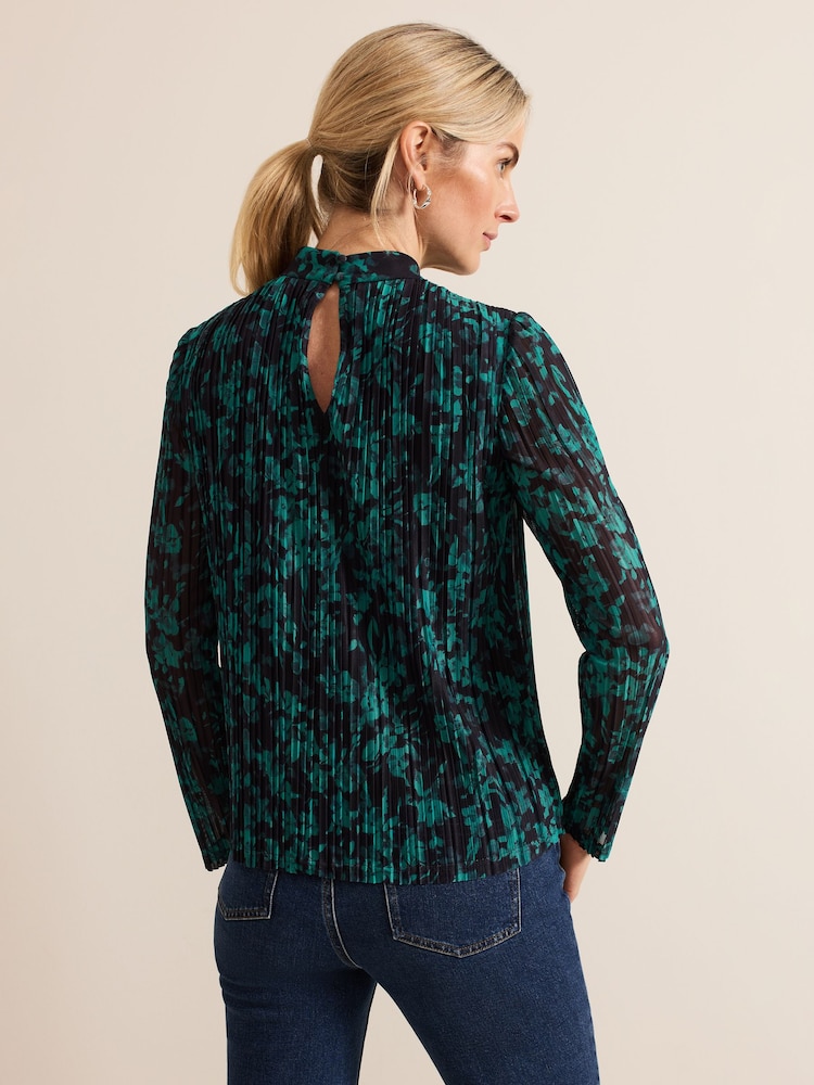 Phase Eight Blue Dina Printed Mesh Top - Image 2 of 6
