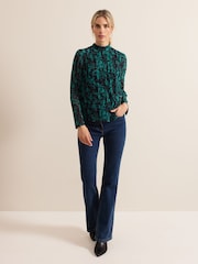 Phase Eight Blue Dina Printed Mesh Top - Image 3 of 6