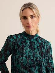 Phase Eight Blue Dina Printed Mesh Top - Image 4 of 6