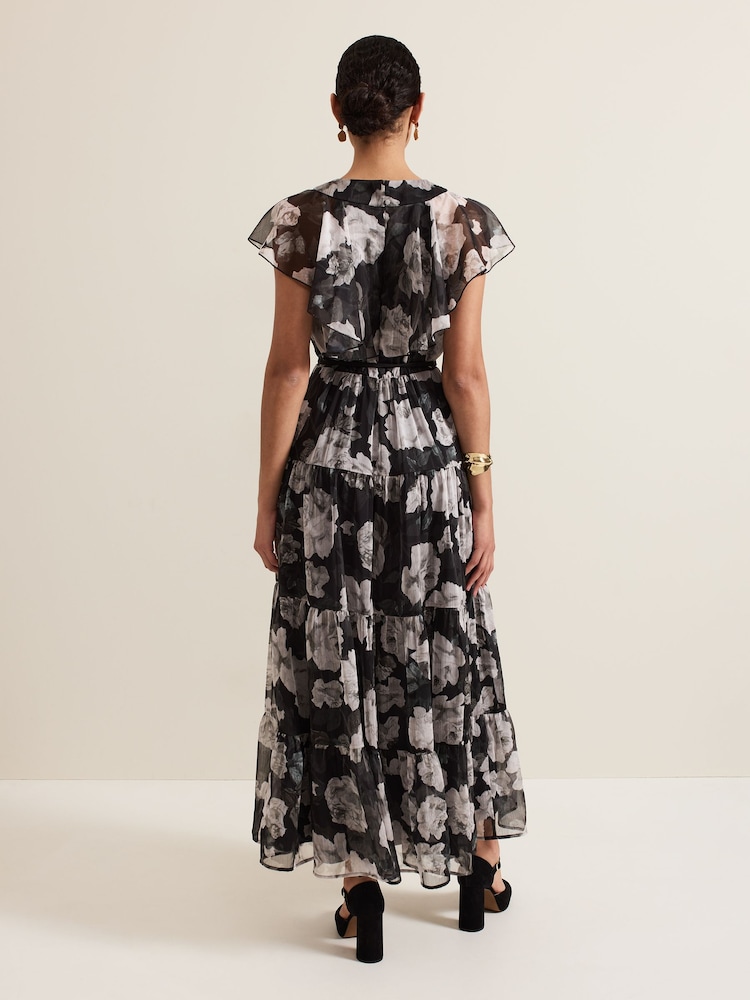 Phase Eight Black Jordine Floral Print Midaxi Dress - Image 2 of 7