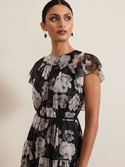 Phase Eight Black Jordine Floral Print Midaxi Dress - Image 5 of 7