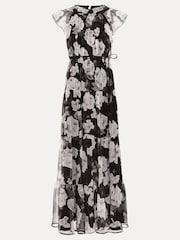 Phase Eight Black Jordine Floral Print Midaxi Dress - Image 7 of 7