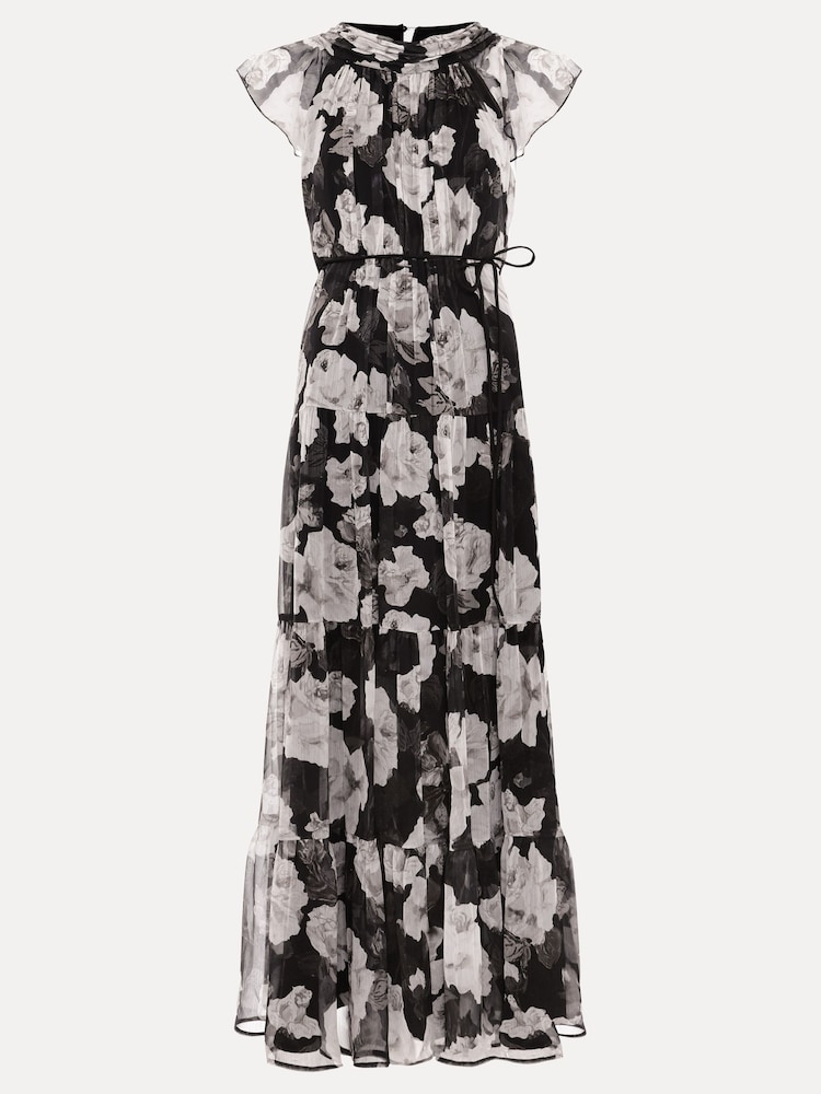 Phase Eight Black Jordine Floral Print Midaxi Dress - Image 7 of 7