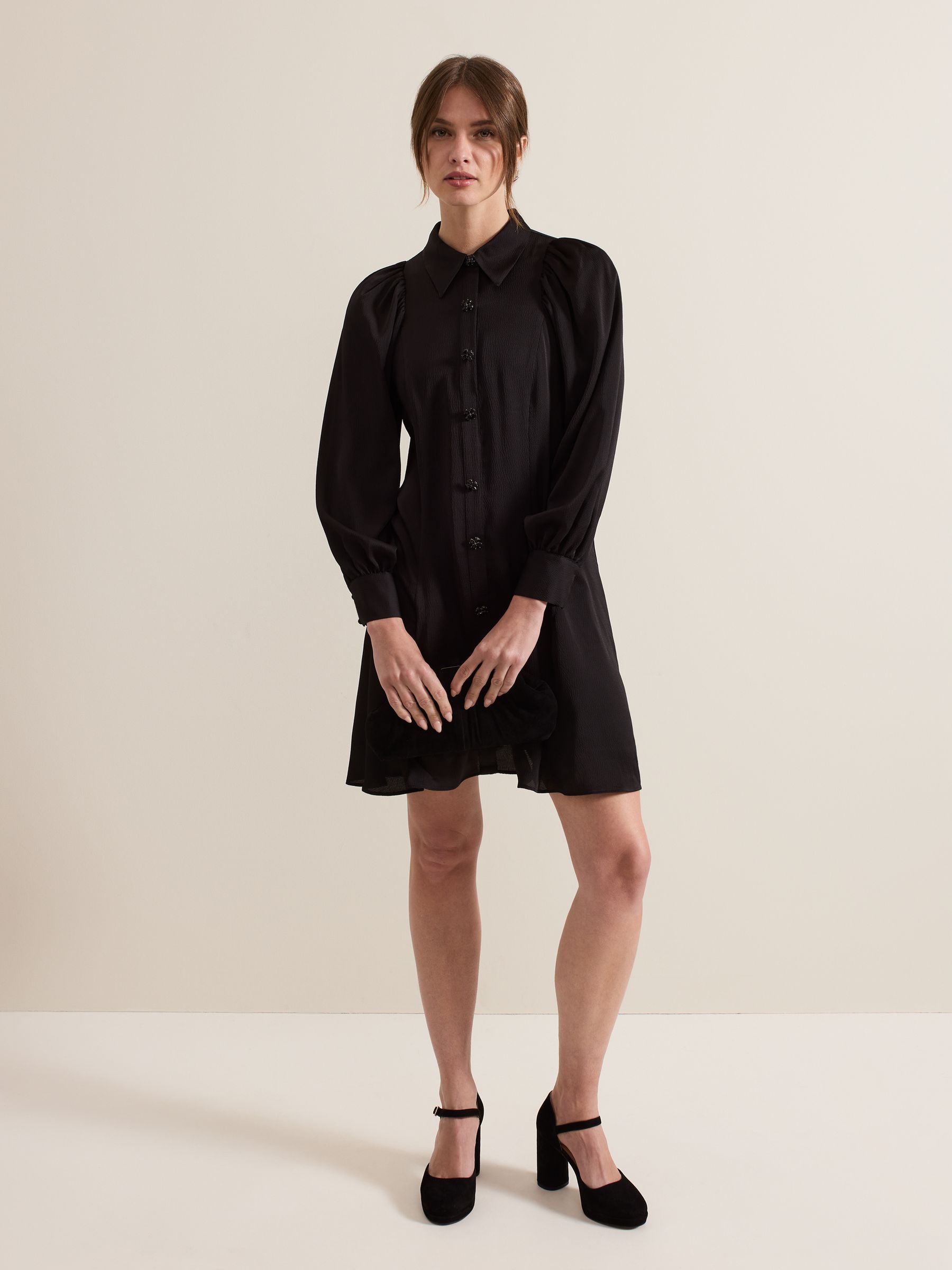 Buy Phase Eight Black Petite Tila Satin Embellished Shirt