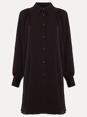 Phase Eight Black Petite Tila Satin Embellished Shirt Dress - Image 6 of 6